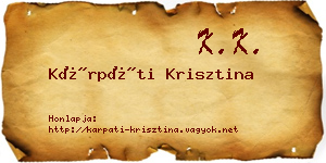Kárpáti Krisztina névjegykártya